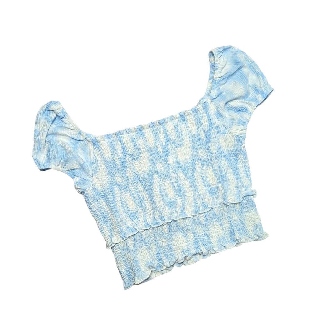 NWT Lush Blue Swirl Short Sleeve Top Size M